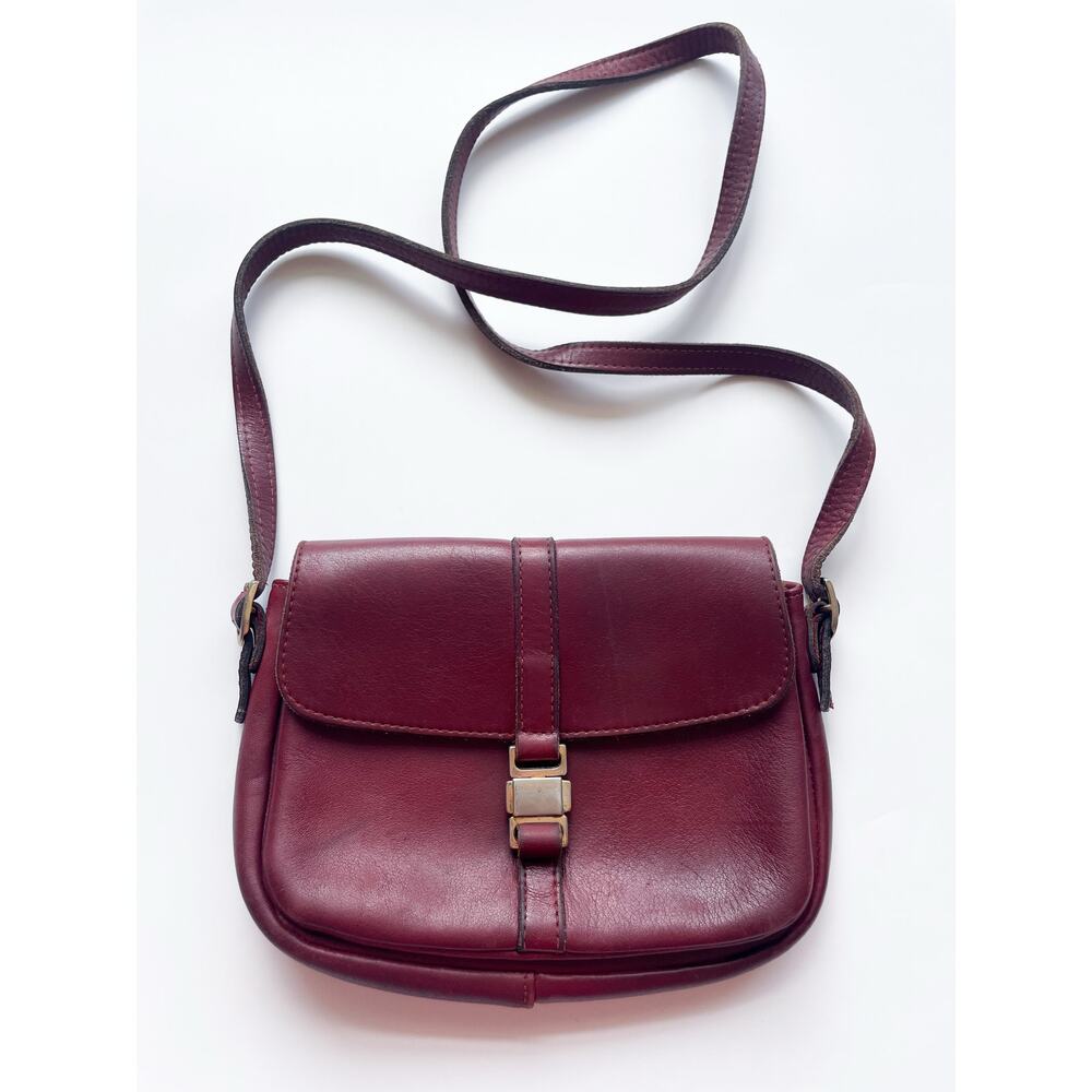 Vintage Burgundy Red Leather Crossbody Bag Unbranded